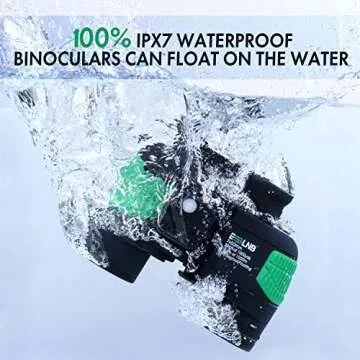 ESSLNB 7X50 Marine Binoculars IPX7 Waterproof Binoculars for Boating with Illuminated Rangefinder and Compass BAK4 Prism FMC Military Floating Binoculars for Navigation Hunting w/Bag and Strap