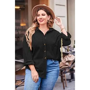 IN'VOLAND Womens Plus Size Corduroy Button Down Shirts Long Sleeve Oversized Fall Blouses Tops Casua...