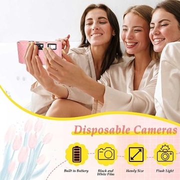 6 Pack Disposable Camera Bulk for Wedding, 35mm Single Use Camera with Flash Disposable Cameras One Time Camera Black and White Film for Gathering Wedding Anniversary Travel Camp Party Supply