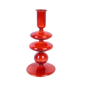 LKXHarleya Red Glass Candlesticks Holder Taper Candle Holder for Dining Table Centerpiece Wedding Pa...