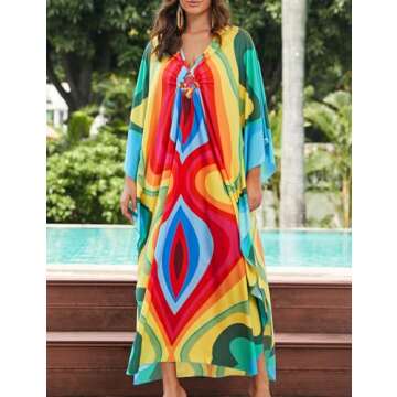 Eddoyee Plus Size Kaftan Dress for Beach & Lounge