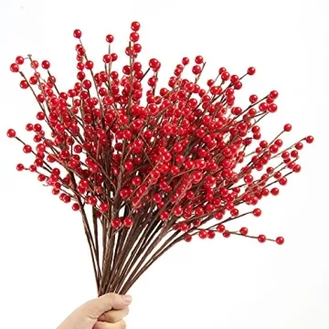 joyhalo Red Berry Stems for Christmas Decor and Crafts