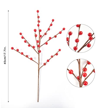 joyhalo Red Berry Stems for Christmas Decor and Crafts