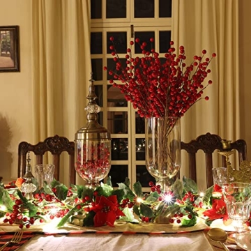 joyhalo Red Berry Stems for Christmas Decor and Crafts