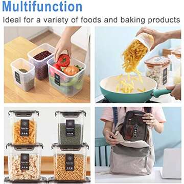 TINGFENG Cereal Containers Storage Set Airtight Food Storage Containers With Lids Flour And Sugar Containers(6 Pack) (Transparent)