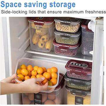 TINGFENG Cereal Containers Storage Set Airtight Food Storage Containers With Lids Flour And Sugar Containers(6 Pack) (Transparent)