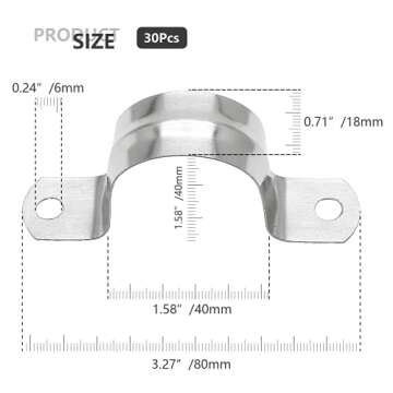 Bonsicoky 30Pcs M40 Rigid Pipe Strap, 1-1/2 Inch Stainless Steel 2 Holes Cable U Bracket Pipe Clamp ...