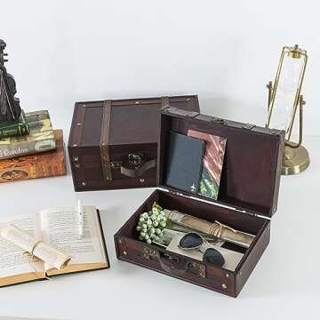 Vintage Wooden Trunks Set for Home Décor and Storage