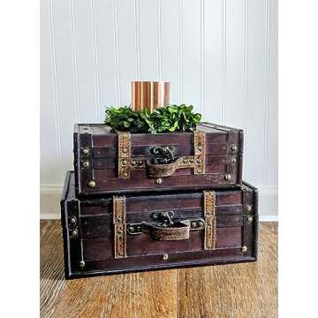 Vintage Wooden Trunks Set for Home Décor and Storage