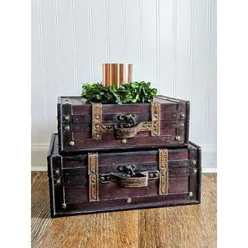 Vintage Wooden Trunks Set for Home Décor and Storage