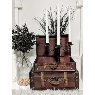 Vintage Wooden Trunks Set for Home Décor and Storage