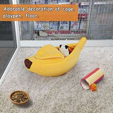 GNEORA Bed Cave Hideout & Cozy Banana Bed for Hedgehog, Rat, Chinchilla, Guinea Pigs, Ferret, Snake ...