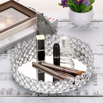 Hipiwe Crystal Makeup Tray for Elegant Home Decor