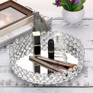 Hipiwe Crystal Makeup Tray for Elegant Home Decor