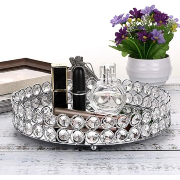 Hipiwe Crystal Makeup Tray for Elegant Home Decor