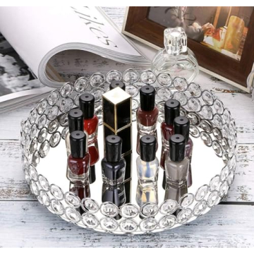 Hipiwe Crystal Makeup Tray for Elegant Home Decor
