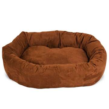 Majestic Pet 40 Inch Suede Calming Dog Bed – Cozy Round Bed for Large Dogs