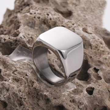 Enhong Men's Durable Stainless Steel Signet Ring