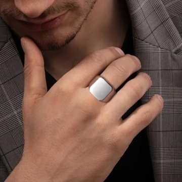 Enhong Men's Durable Stainless Steel Signet Ring