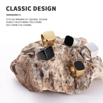 Enhong Men's Durable Stainless Steel Signet Ring