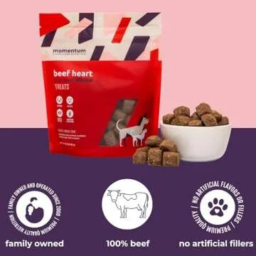 High-Protein Freeze-Dried Beef Heart Dog Treats 3 oz