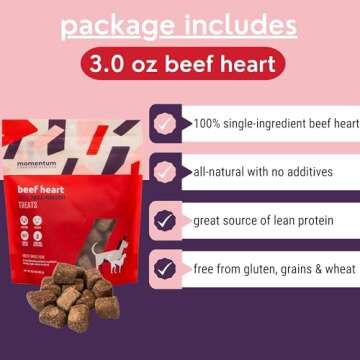 High-Protein Freeze-Dried Beef Heart Dog Treats 3 oz