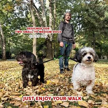 Exquisite Hands Free Double Dog Leash for Medium Dogs - Dual Dog Leash - Two Dog Leash No Tangle - Dog Leash for 2 Dogs - Double Leash - Leash Splitter - Double Leash Coupler (Medium, Black & Green)