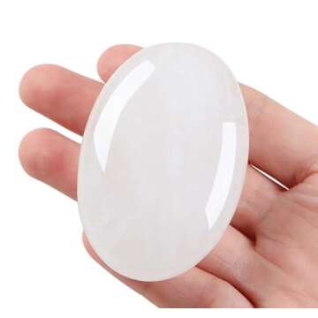 LAIDANLA Clear Quartz 2.4" Large Palm Stone Healing Crystals Natural Gemstones Calming Effects Energ...