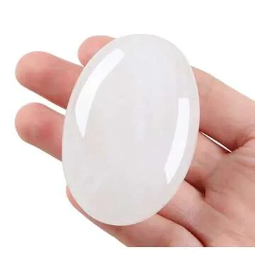 LAIDANLA Clear Quartz 2.4" Large Palm Stone Healing Crystals Natural Gemstones Calming Effects Energ...