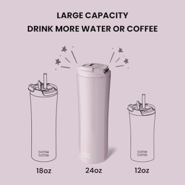 Stylish Insulated Water Bottle with Dual-use Lid 24oz