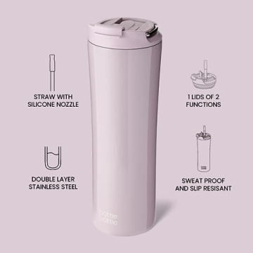 Stylish Insulated Water Bottle with Dual-use Lid 24oz
