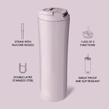Stylish Insulated Water Bottle with Dual-use Lid 24oz