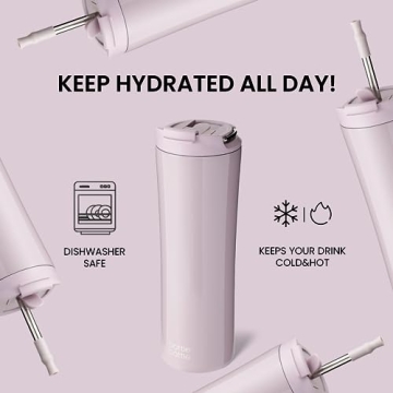 Stylish Insulated Water Bottle with Dual-use Lid 24oz