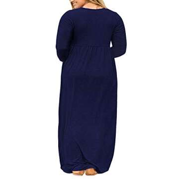 Nemidor Women Long Sleeve Plus Size Maxi Dress with Pockets (20,Navy)