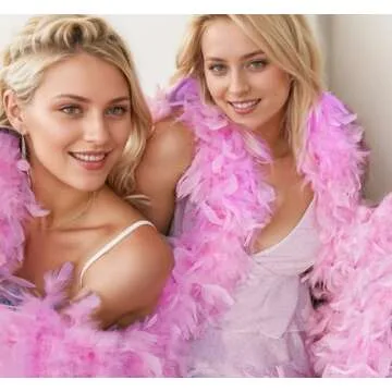 JICASTO Colorful Feather Boas, 6.6ft Feather Boa for Women for Dancing Wedding Party Halloween,with Heart Sunglasses