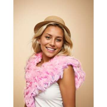 JICASTO Colorful Feather Boas, 6.6ft Feather Boa for Women for Dancing Wedding Party Halloween,with Heart Sunglasses