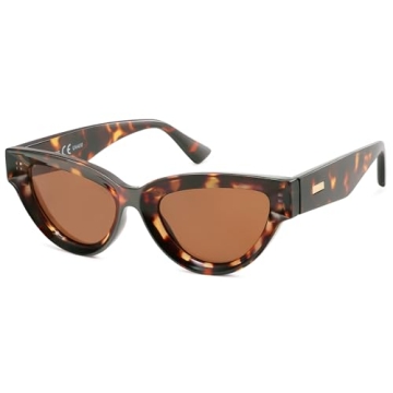 SOJOS Retro Polarized Cat Eye Sunglasses for Trendy Women - SJ2331 Tortoise/Brown Lenses
