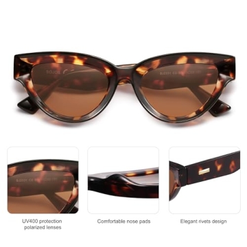 SOJOS Retro Polarized Cat Eye Sunglasses for Stylish Women