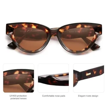 SOJOS Retro Polarized Cat Eye Sunglasses for Stylish Women