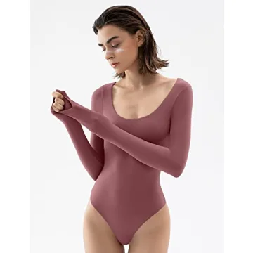 PUMIEY Scoop Neck Long Sleeve Bodysuit - Luxurious Comfort