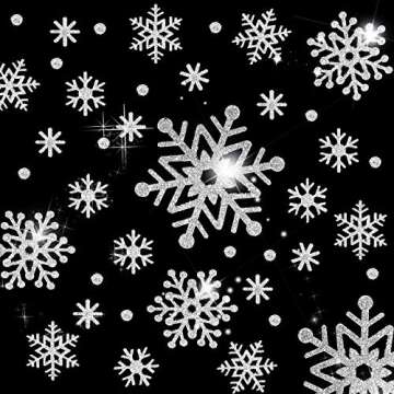 Outus 8 Sheets 8 Sheets Small Snowflake Stickers for Crafts Glitter Winter Mini Clear Decals Assorted Size, 39 Pcs Snowflake Dot Stickers Per Sheet (Silver)
