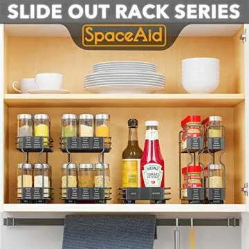 SpaceAid Spice Rack Organizer - Pull Out, 2-Tier, Labels Included