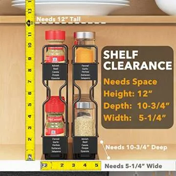 SpaceAid Spice Rack Organizer - Pull Out, 2-Tier, Labels Included