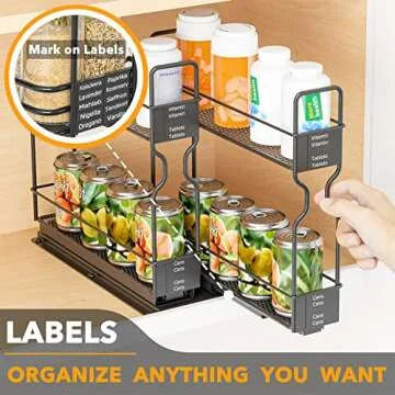 SpaceAid Spice Rack Organizer - Pull Out, 2-Tier, Labels Included