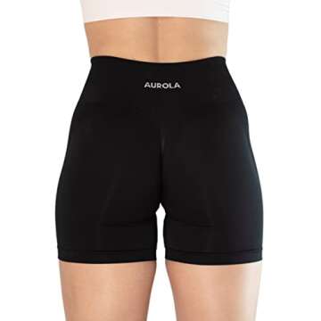 AUROLA Intensify V2.0 Women's Workout Shorts Athletic Running Shorts, Seamless High Waist Sport Gym Yoga Shorts 3.6 Black