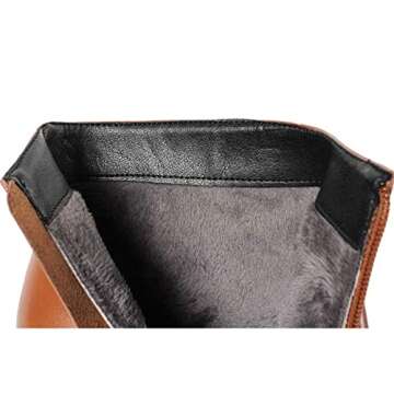 COLETER Women's Brown Leather Knee High Boots Pointy Toe Side-Zip High Heels Dress Boots Brown 10.5 US