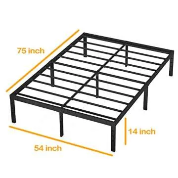 Eavesince Full Size Bed Frame 14 Inch High Max 1000 Pound Heavy Duty Metal Full Size Platform for Boys Girls Kids No Box Spring Needed Black
