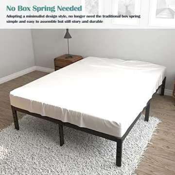 Eavesince Full Size Bed Frame 14 Inch High Max 1000 Pound Heavy Duty Metal Full Size Platform for Boys Girls Kids No Box Spring Needed Black