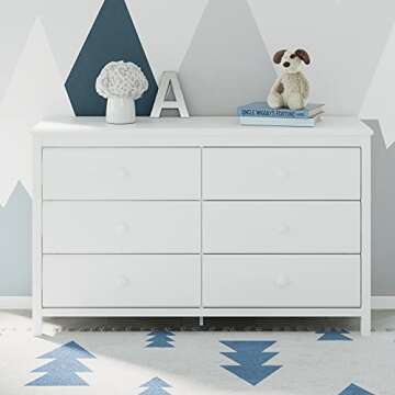 Storkcraft Alpine 6 Drawer Double Dresser (White) – GREENGUARD Gold Certified, Dresser For Nursery...