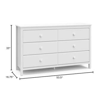 Storkcraft Alpine 6 Drawer Double Dresser (White) - Stylish and Safe Storage for Kids